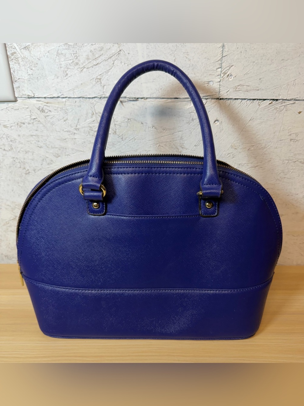 Anne Klein Cobalt Dome Satchel with Gold Charm - Picture 2 of 5